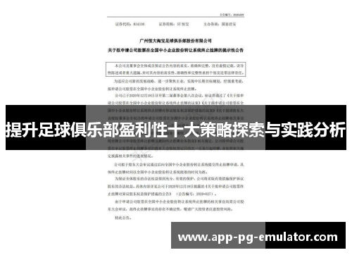 提升足球俱乐部盈利性十大策略探索与实践分析