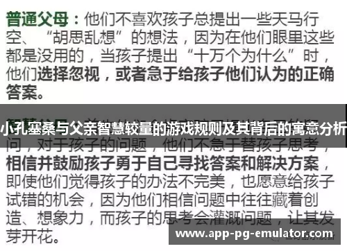小孔塞桑与父亲智慧较量的游戏规则及其背后的寓意分析