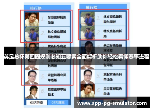 英足总杯第四圈规则必知五要素全面解析助你轻松看懂赛事进程